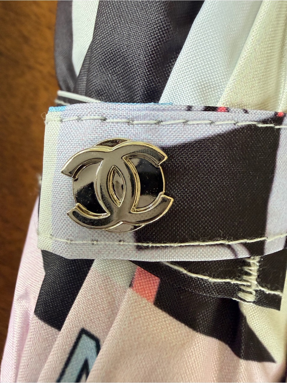 NEW w Box Stylish Chanel Themed Automatic Folding Umbrella w Iconic Brand Motifs - Picture 6 of 14